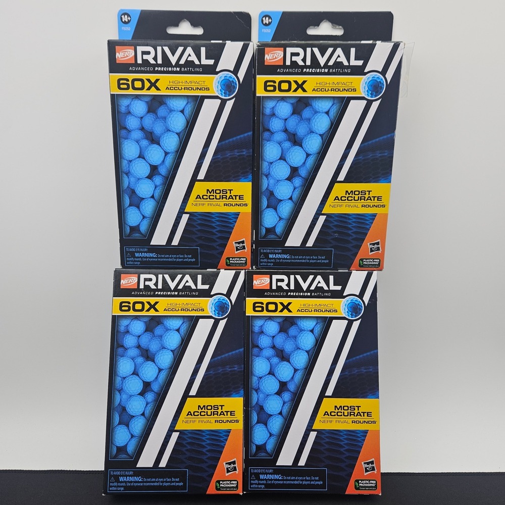 Nerf Rival Accu-Rounds 60ct Refill Pack Lot of 4 Total 240 Blue High-Impact New